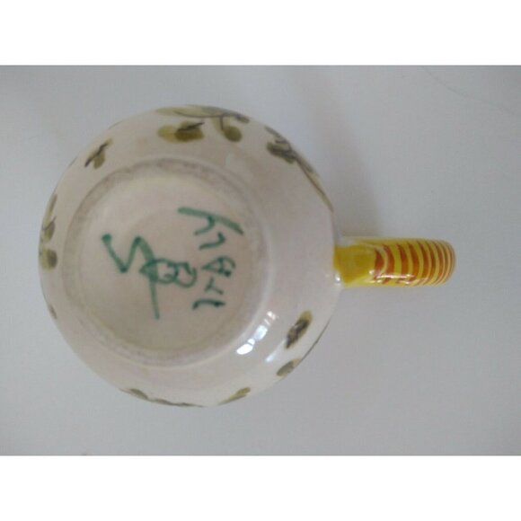 Italy Hand Painted Yellow floral creamer mini  pitcher porcelain 2 1/4 x 3 in. - Picture 6 of 6